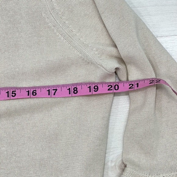 Carlisle Beige Silk Blend Snap Closure Long Cardigan Size Medium Flutter Sleeves - Picture 15 of 16